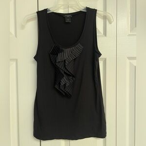 Ann Taylor Black Tank Top with Pleated Accent